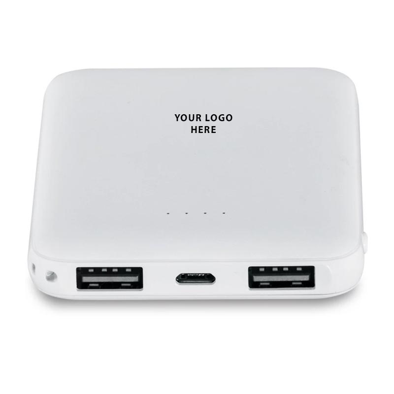 5000mAh Mini Powerbank - White with Logo